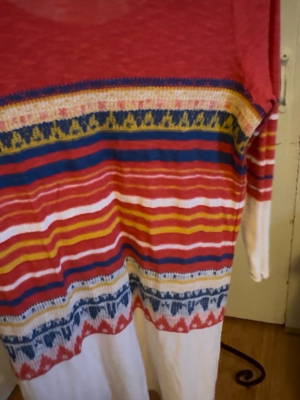 Free People Red Multicolor Striped Scoop-Neck Tunic - Picture 5 of 5